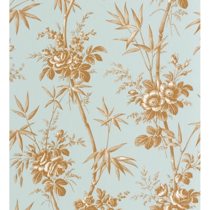 Papel pintado flores románticas provenzales fondo aguamarina - Lucien Refined 684410