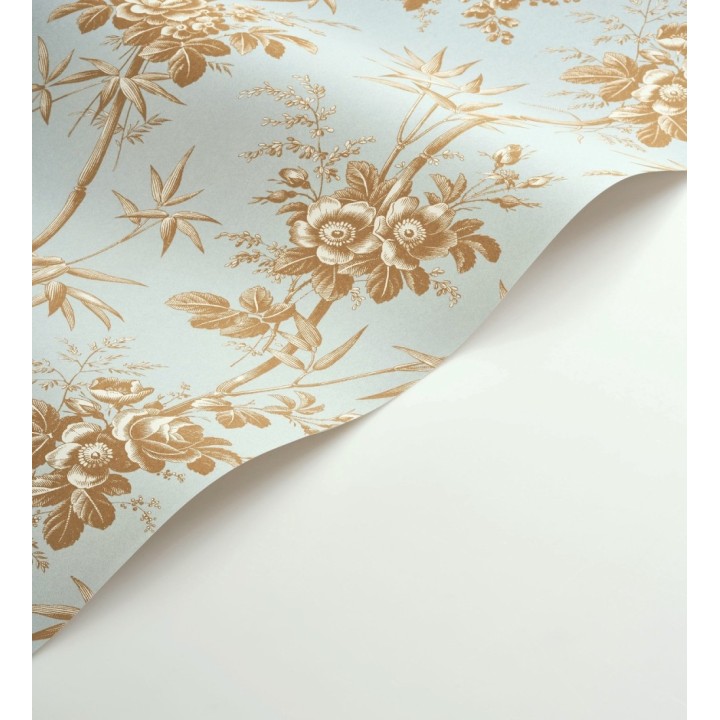 Papel pintado flores románticas provenzales fondo aguamarina - Lucien Refined 684410