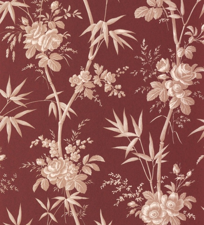 Papel pintado flores románticas provenzales fondo burdeos - Lucien Refined 684411