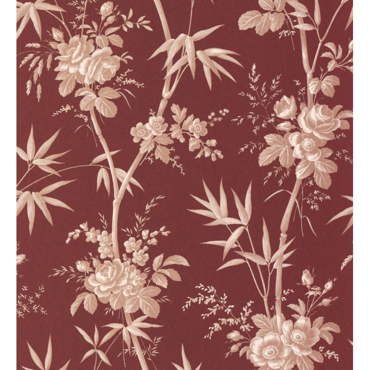 Papel pintado flores románticas provenzales fondo burdeos - Lucien Refined 684411