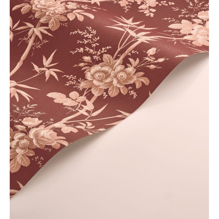 Papel pintado flores románticas provenzales fondo burdeos - Lucien Refined 684411
