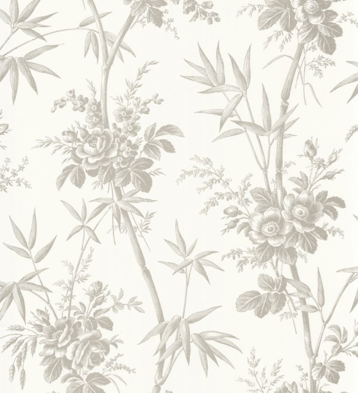 Papel pintado flores románticas provenzales fondo blanco roto - Lucien Refined 684412