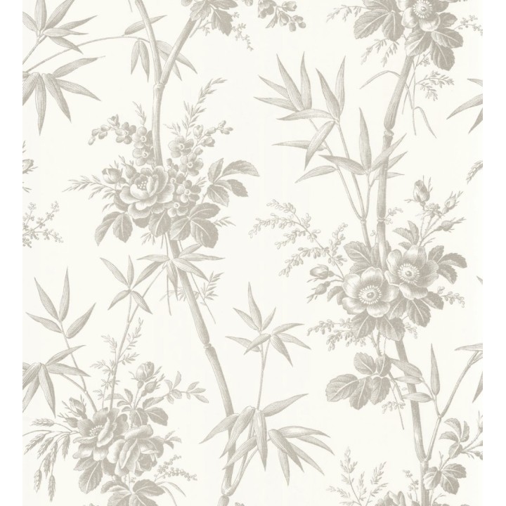 Papel pintado flores románticas provenzales fondo blanco roto - Lucien Refined 684412