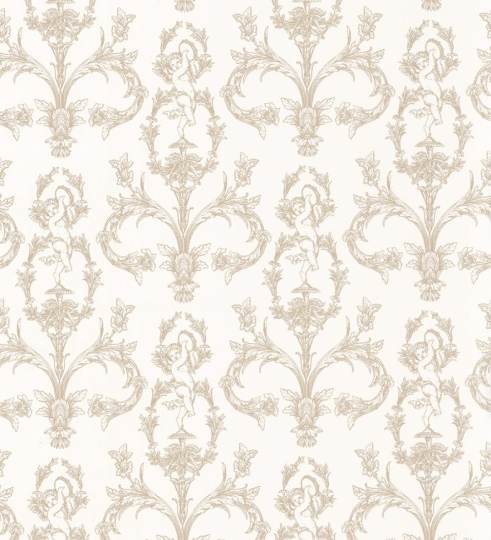 Papel pintado damasco de querubines fondo blanco roto - Cupid Arcadian 684413