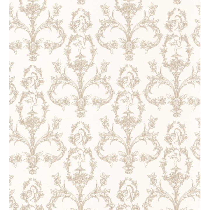 Papel pintado damasco de querubines fondo blanco roto - Cupid Arcadian 684413
