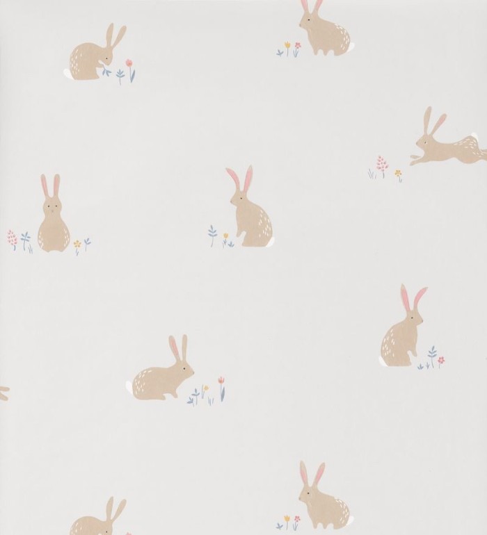 Papel pintado infantil de conejos fondo claro - Cute Rabbits 126515
