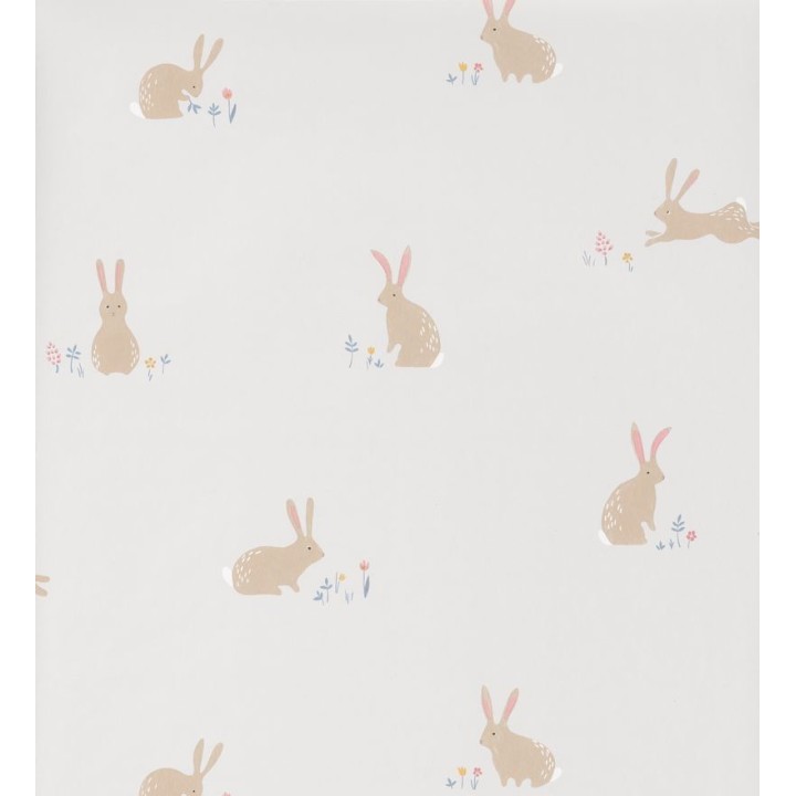 Papel pintado infantil de conejos fondo claro - Cute Rabbits 126515