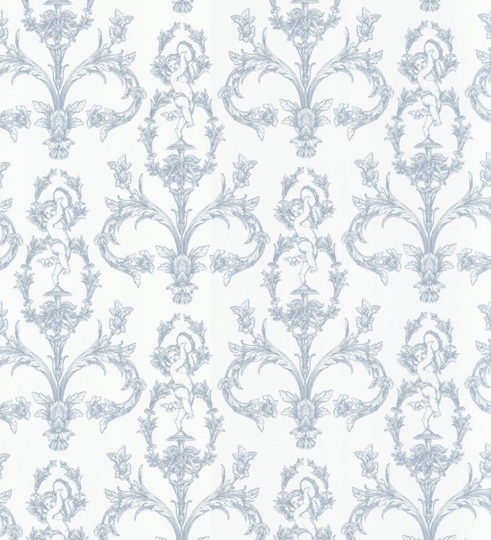 Papel pintado damasco de querubines fondo azul real - Cupid Arcadian 684415