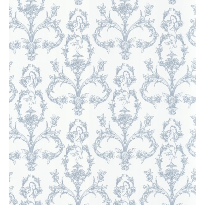 Papel pintado damasco de querubines fondo azul real - Cupid Arcadian 684415