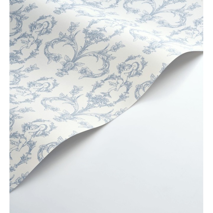 Papel pintado damasco de querubines fondo azul real - Cupid Arcadian 684415