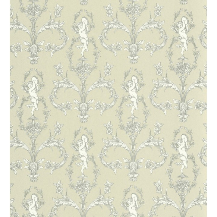Papel pintado damasco de querubines fondo verde celadón - Cupid Arcadian 684416