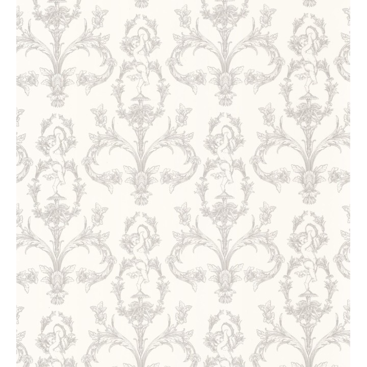 Papel pintado damasco de querubines fondo blanco roto - Cupid Arcadian 684417