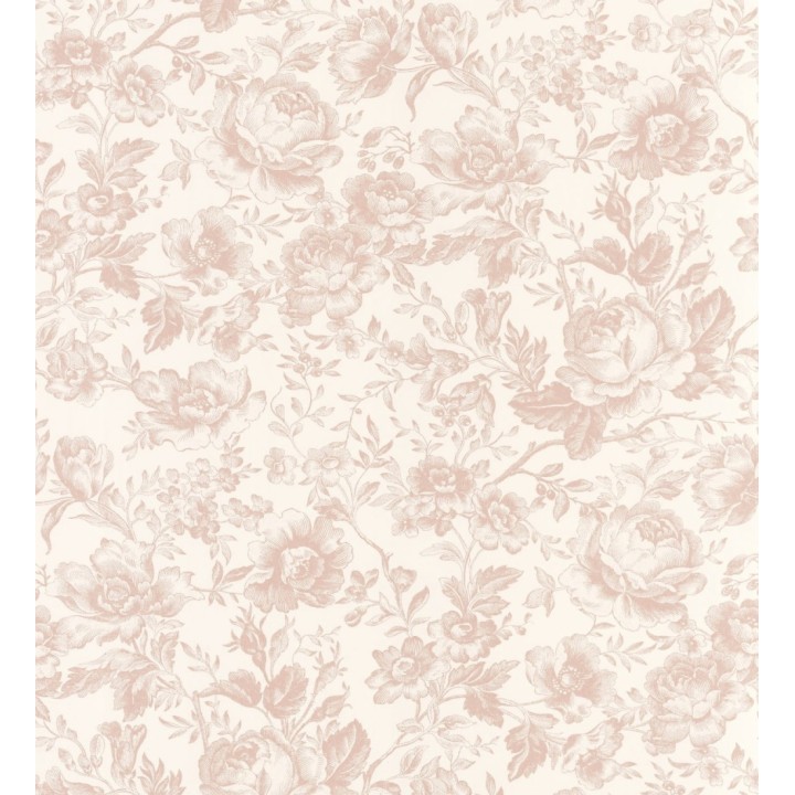 Papel pintado rosas vintage rosa pastel y crema - Rosa Engraved 684419