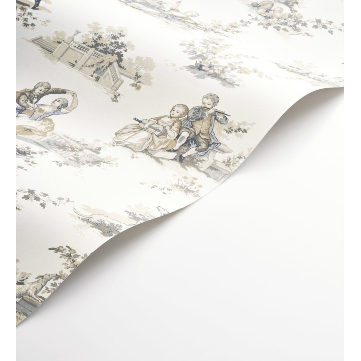 Papel pintado toile de jouy con escenas románticas en el jardín - Lafayette Entertaining 684423