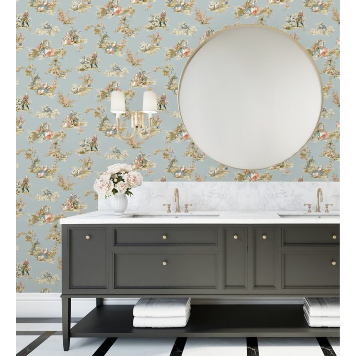 Papel pintado toile de jouy con escenas románticas en el jardín - Lafayette Entertaining 684424