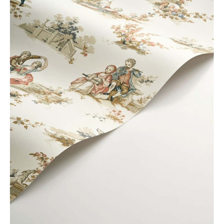 Papel pintado toile de jouy con escenas románticas en el jardín - Lafayette Entertaining 684425