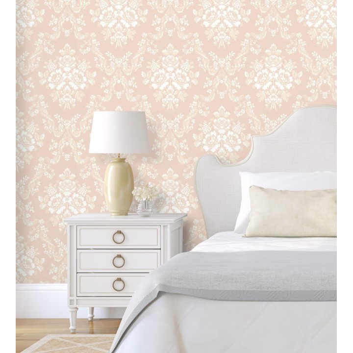 Papel pintado damasco rosa empolvado estilo romántico - Adelheid Ornate 684426
