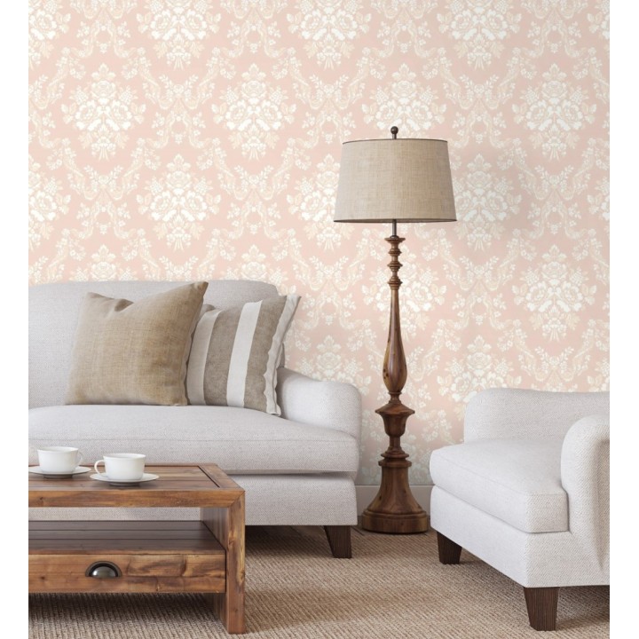 Papel pintado damasco rosa empolvado estilo romántico - Adelheid Ornate 684426