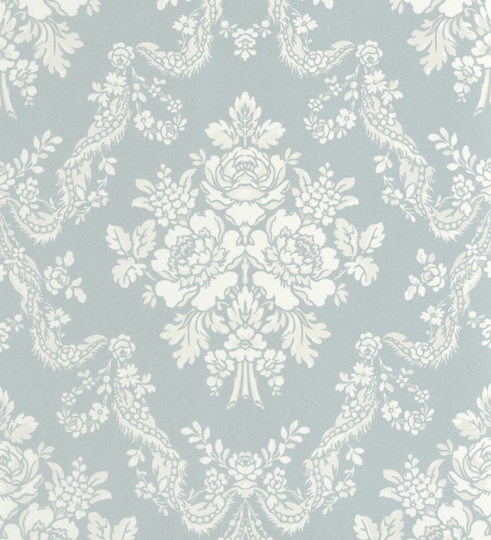 Papel pintado damasco azul reina empolvado estilo romántico - Adelheid Ornate 684427