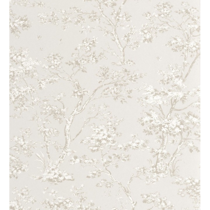 Papel pintadode árboles y ramas estilo toile de jouy fondo nácar - Nantes Arboreal 684429