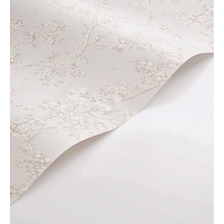 Papel pintadode árboles y ramas estilo toile de jouy fondo nácar - Nantes Arboreal 684429