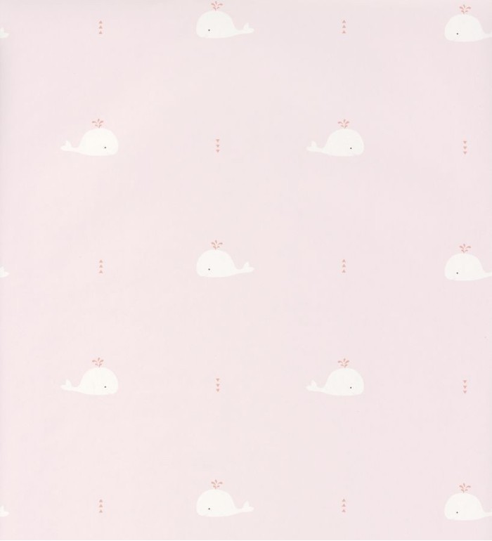 Papel pintado infantil de ballenas pequeñas tonos rosa - Baby Whales 126525