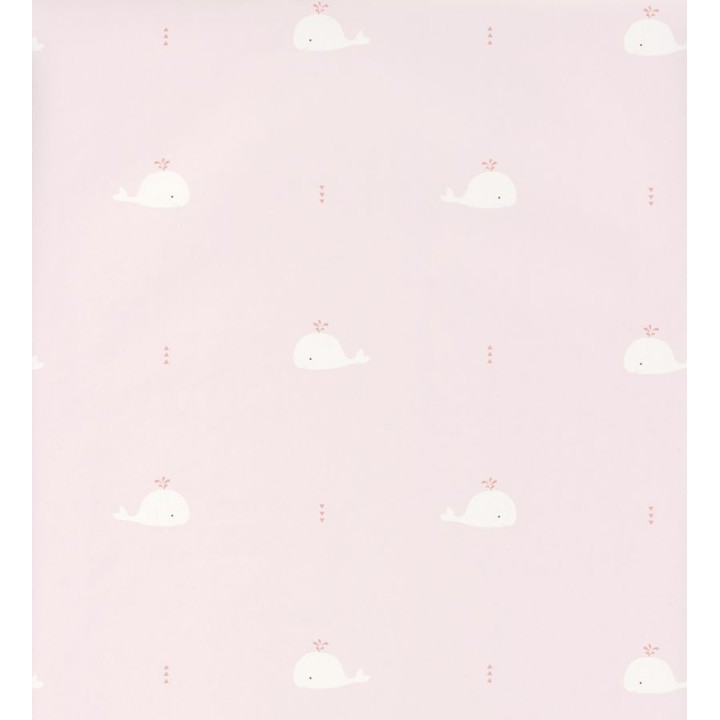 Papel pintado infantil de ballenas pequeñas tonos rosa - Baby Whales 126525