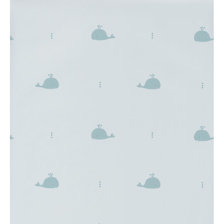 Papel pintado infantil de ballenas pequeñas tonos celestes - Baby Whales 126526