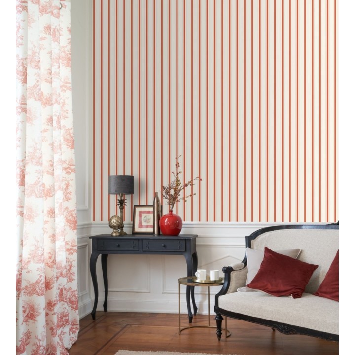 Papel pintado rayas clásicas finas en rojo - Albert Stripes 684440