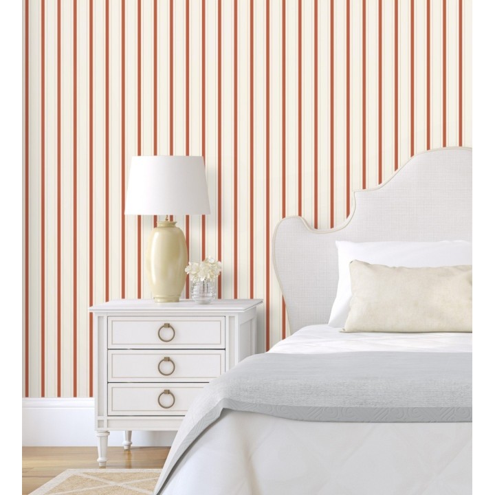 Papel pintado rayas clásicas finas en rojo - Albert Stripes 684440