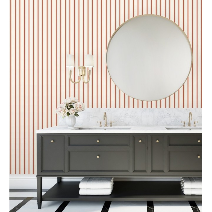 Papel pintado rayas clásicas finas en rojo - Albert Stripes 684440