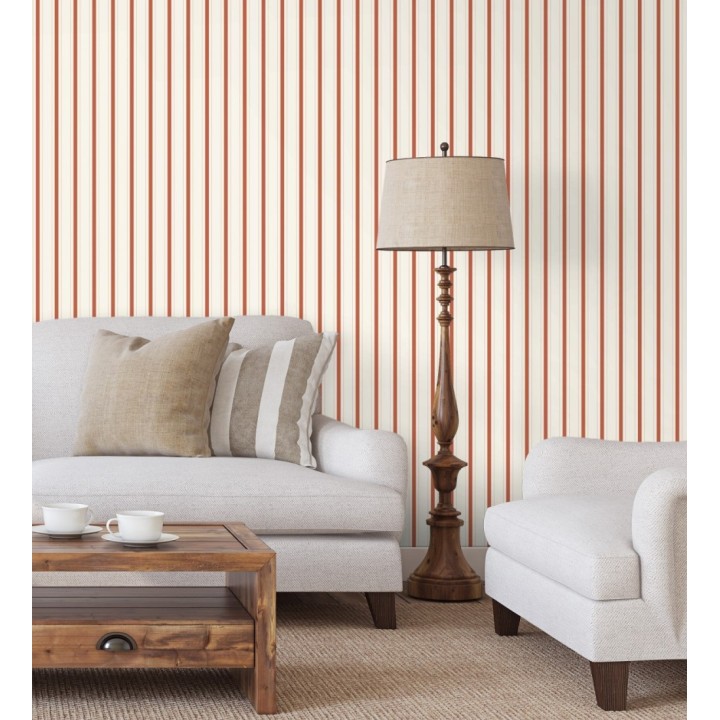 Papel pintado rayas clásicas finas en rojo - Albert Stripes 684440