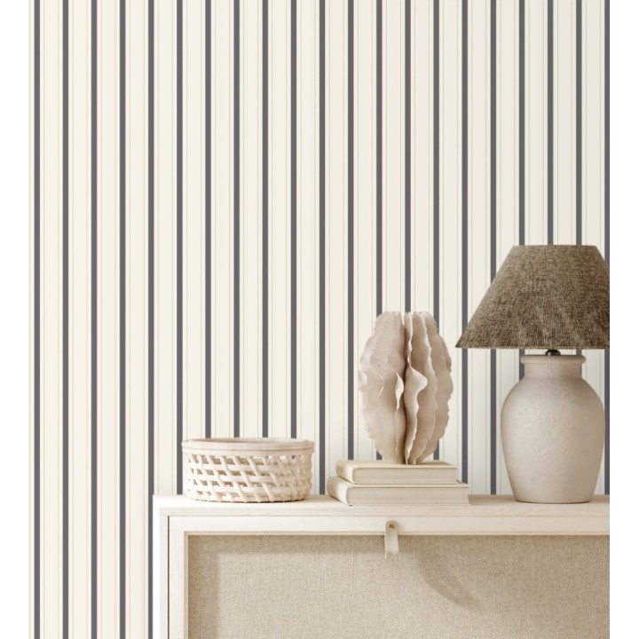 Papel pintado rayas clásicas finas gris carbón - Albert Stripes 684441