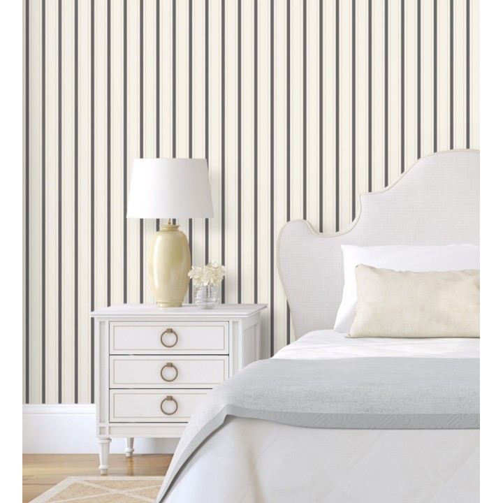 Papel pintado rayas clásicas finas gris carbón - Albert Stripes 684441