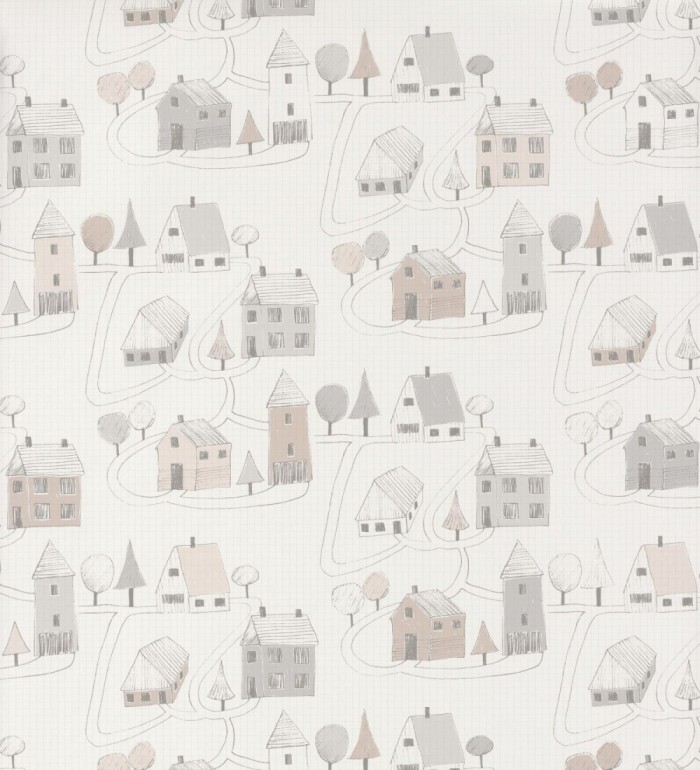 Papel pintado infantil casas y jardines - Our City 126532