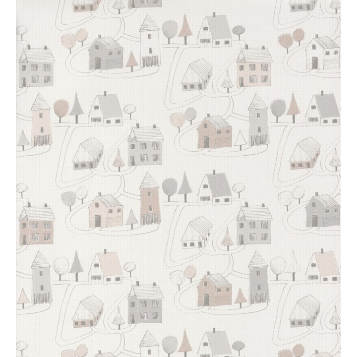Papel pintado infantil casas y jardines - Our City 126532