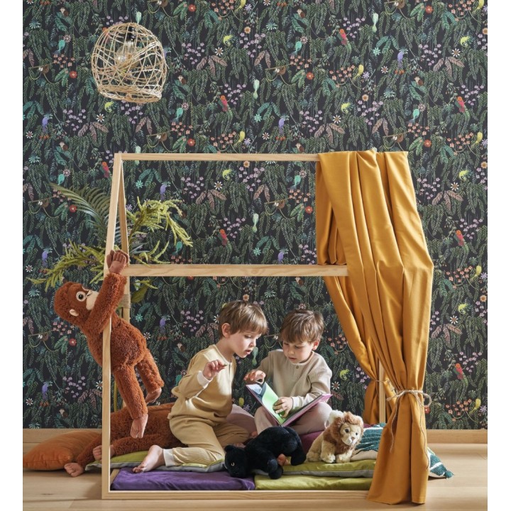 Papel pintado selva mágica de pájaros y flores - Seine Eden 684451