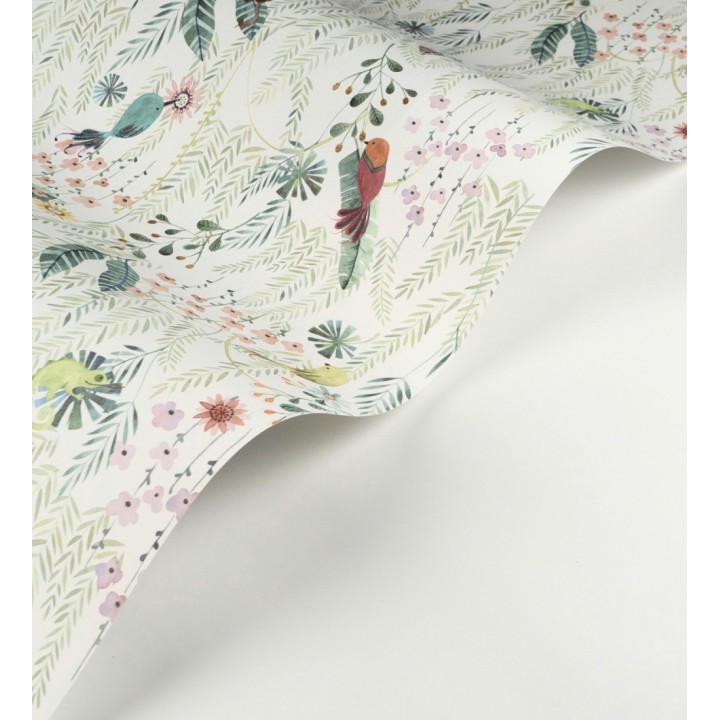 Papel pintado selva mágica de pájaros y flores - Seine Eden 684452