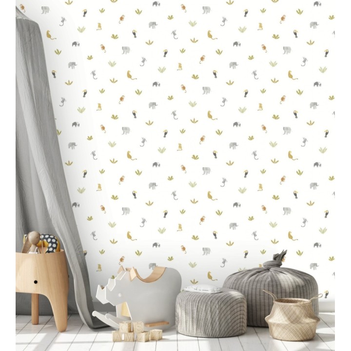 Papel pintado selva infantil con animales y plantas - Sahara Spirit 684459