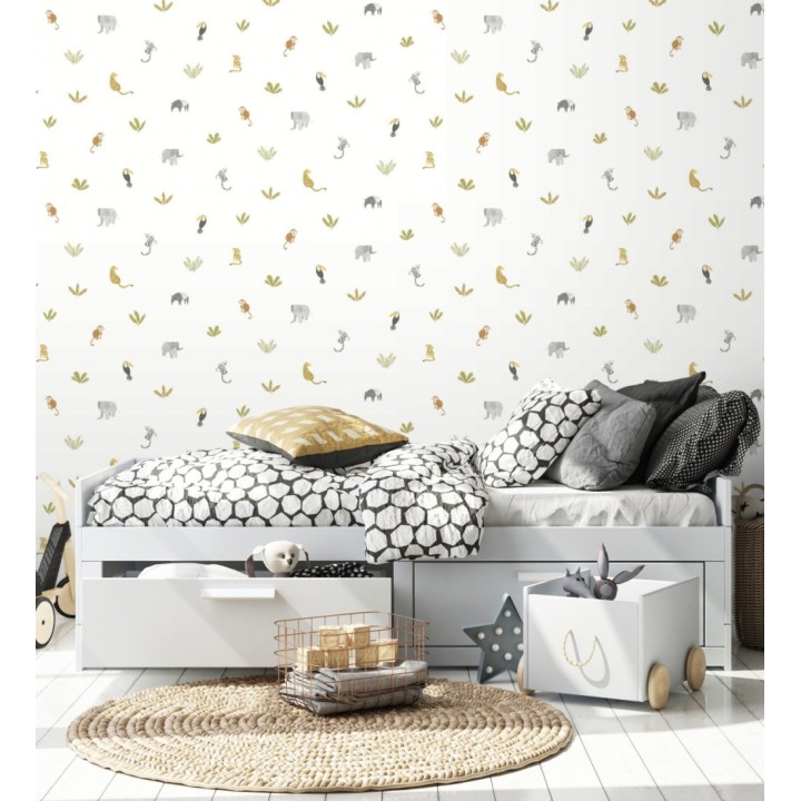 Papel pintado selva infantil con animales y plantas - Sahara Spirit 684459