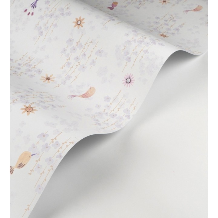 Papel pintado de pajaritos y flores color lila - Alma Birds 684462