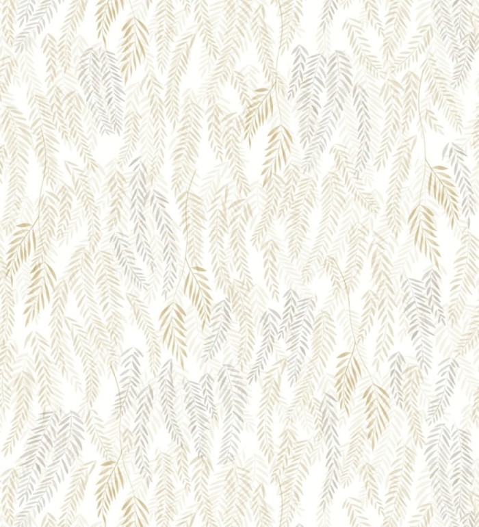 Papel pintado de hojas en tonos beige y gris - Lara Willow 684464