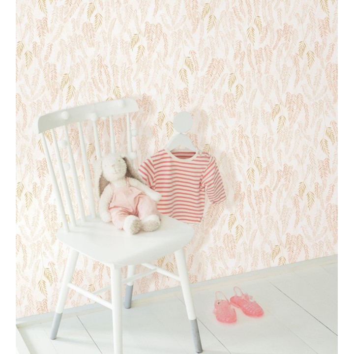 Papel pintado de hojas en tonos coral y beige - Lara Willow 684465