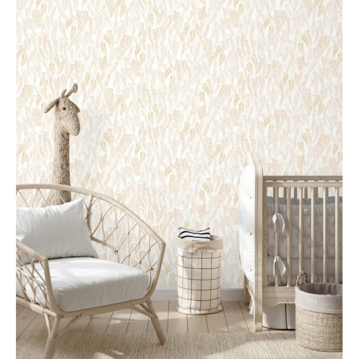 Papel pintado de hojas en tonos coral y beige - Lara Willow 684465