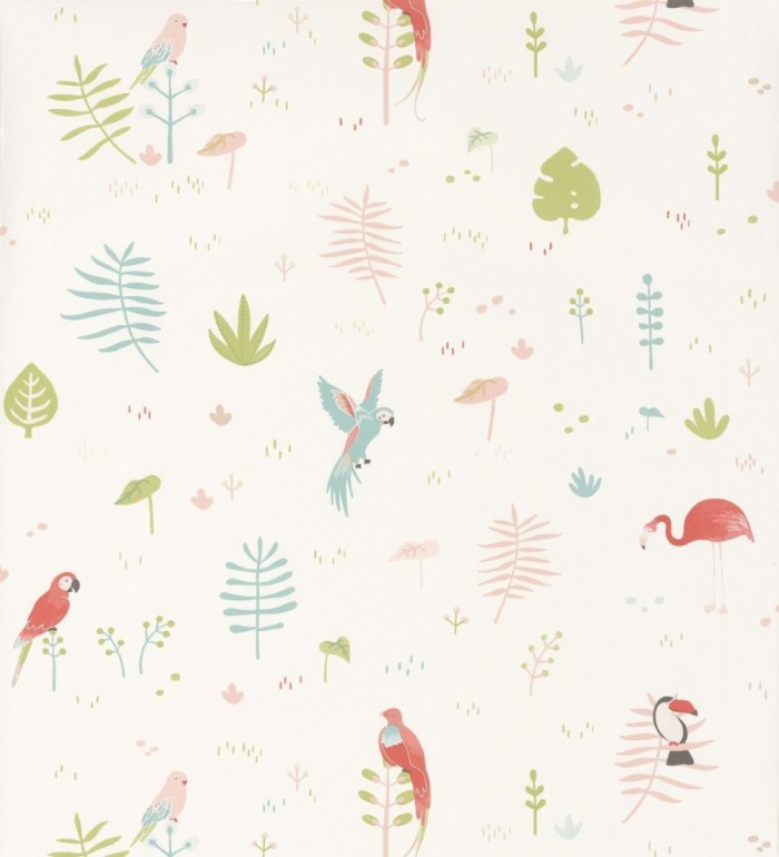 Papel pintado infantil animales y plantas tropicales - Tropical Birdie 126538