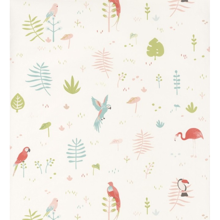 Papel pintado infantil animales y plantas tropicales - Tropical Birdie 126538