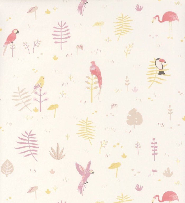 Papel pintado infantil animales y plantas tropicales - Tropical Birdie 126539