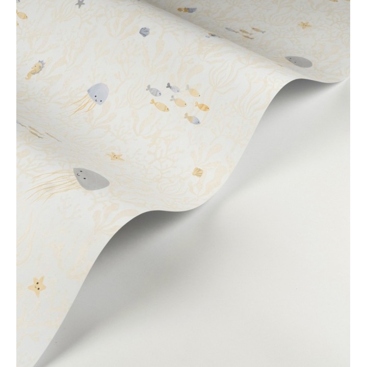 Papel pintado de medusas peces cangrejos y caballitos de mar infantil - Pipo Jelly 684470