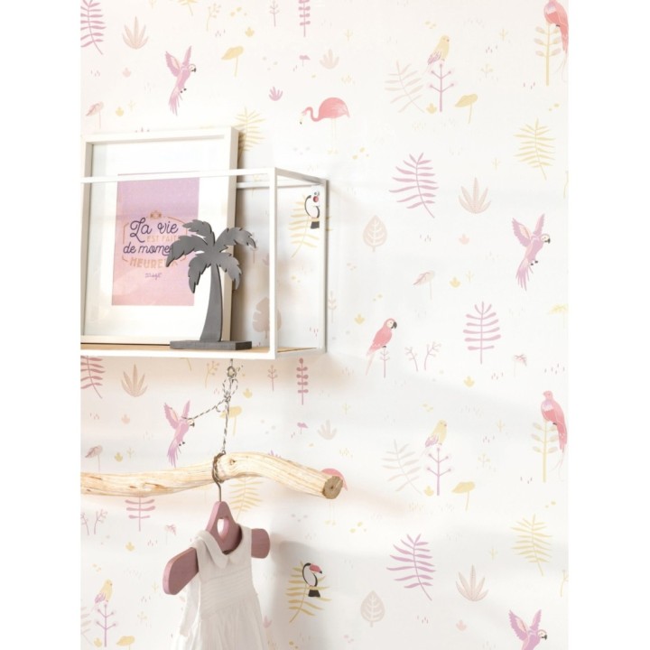 Papel pintado infantil animales y plantas tropicales - Tropical Birdie 126539