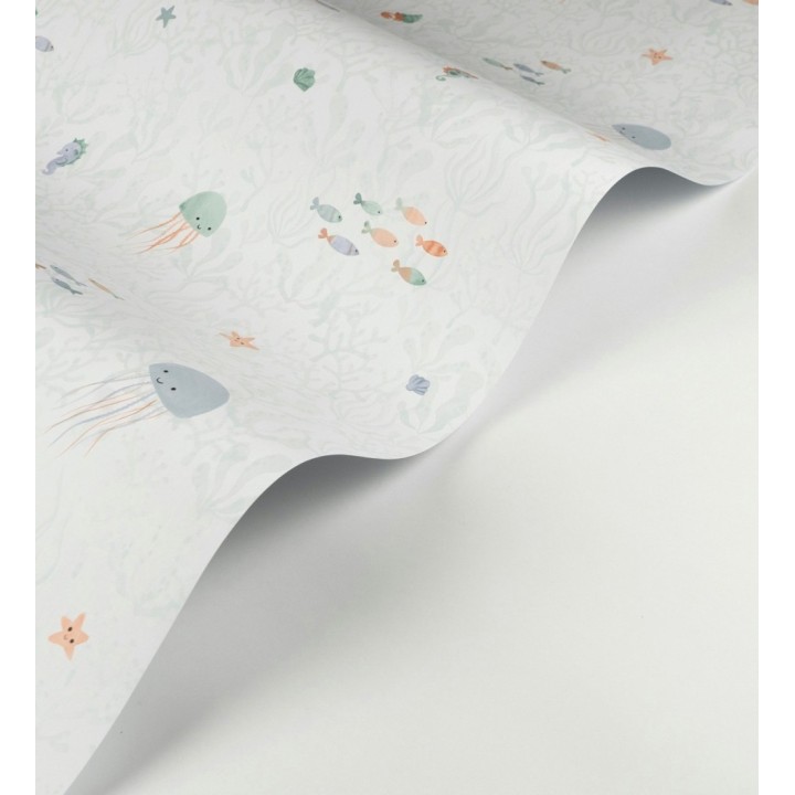 Papel pintado de medusas peces cangrejos y caballitos de mar infantil - Pipo Jelly 684472